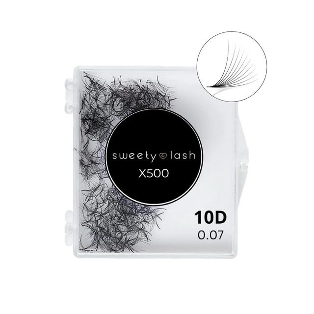 SWEETY LASH - Extension de cils - 500 pcs 10D cils en éventail préfait courbure C et D Curl, épaisseur 0,07, longueur de 9 mm à 16 mm - 15 mm D