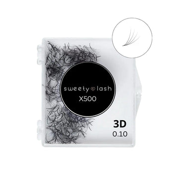 SWEETY LASH - Extension de cils - 500 pcs 3D cils volume russe préfait en soie bouquet cils faux cils individuels courbure D et C (3D-0.10C - 11mm)
