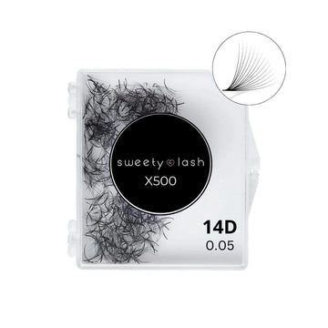 SWEETY LASH - Extension de cils - 500 pcs 14D cils volume russe préfait extension de cils en soie bouquet cils faux cils individuels courbure D et C (14D-0.05D-0.10C-9-16mm) - 10 mm C